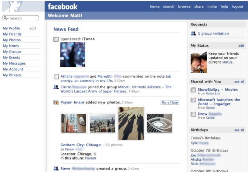 වර්ෂ 2006 හඳුන්වා දුන් Facebook News Feed