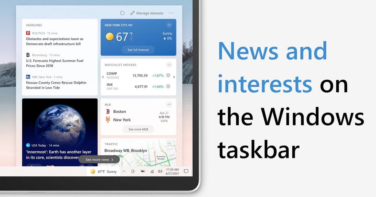 Windows 10 taskbar සඳහා නවතම News and Interests widget එක නිකුත් වෙයි