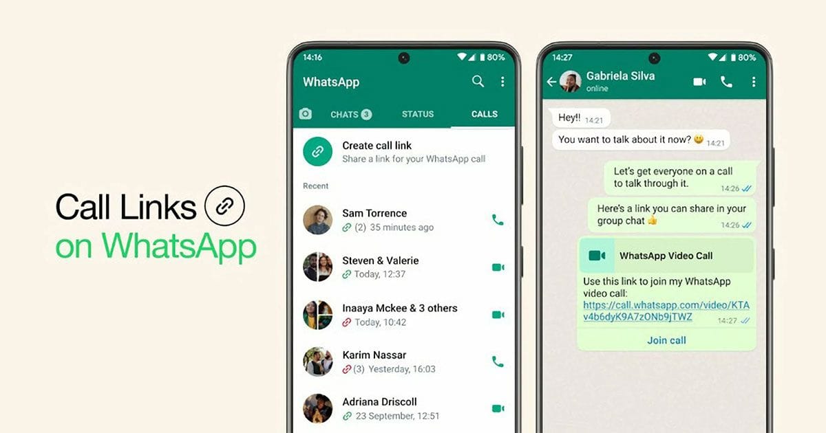 WhatsApp calls සදහා sharable links පහසුකම ලබා දේ